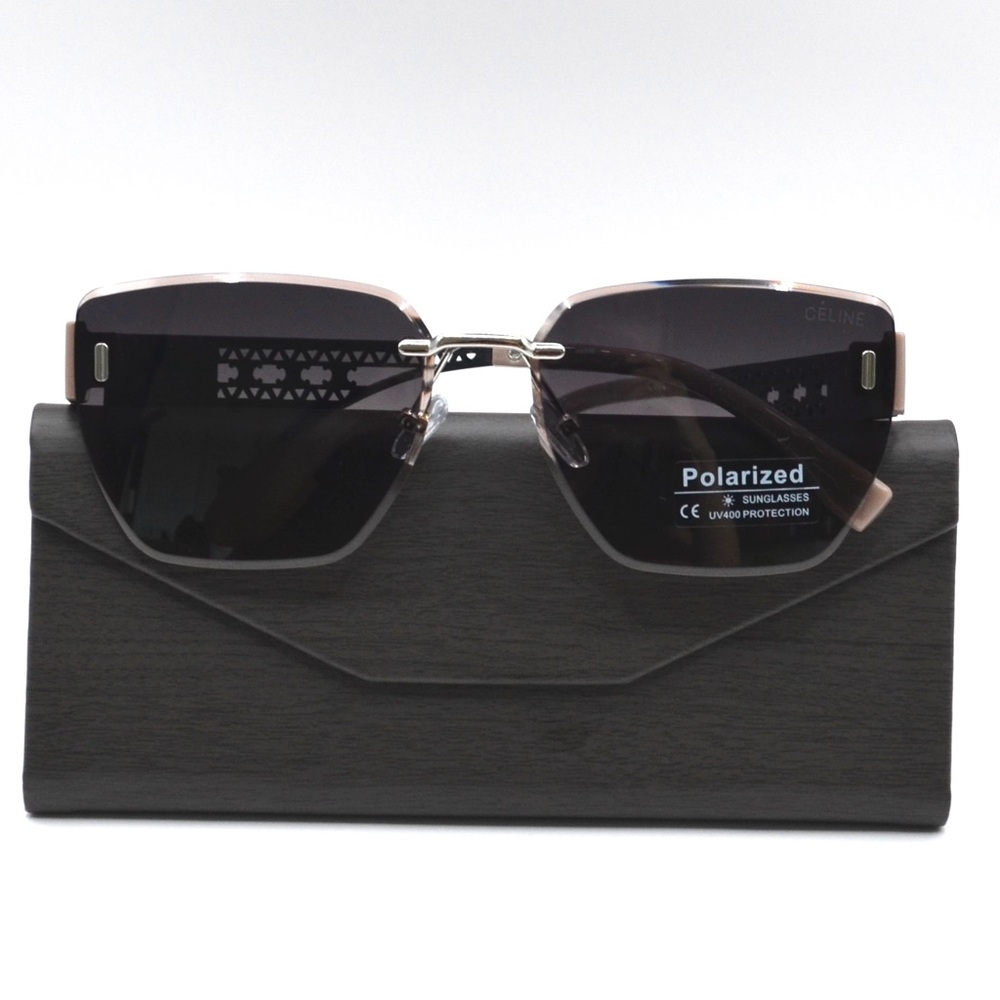 Celine Women Rimless Sunglasses | Tan/Silver/Black | New | No Box | No Tags - Picture 12 of 16